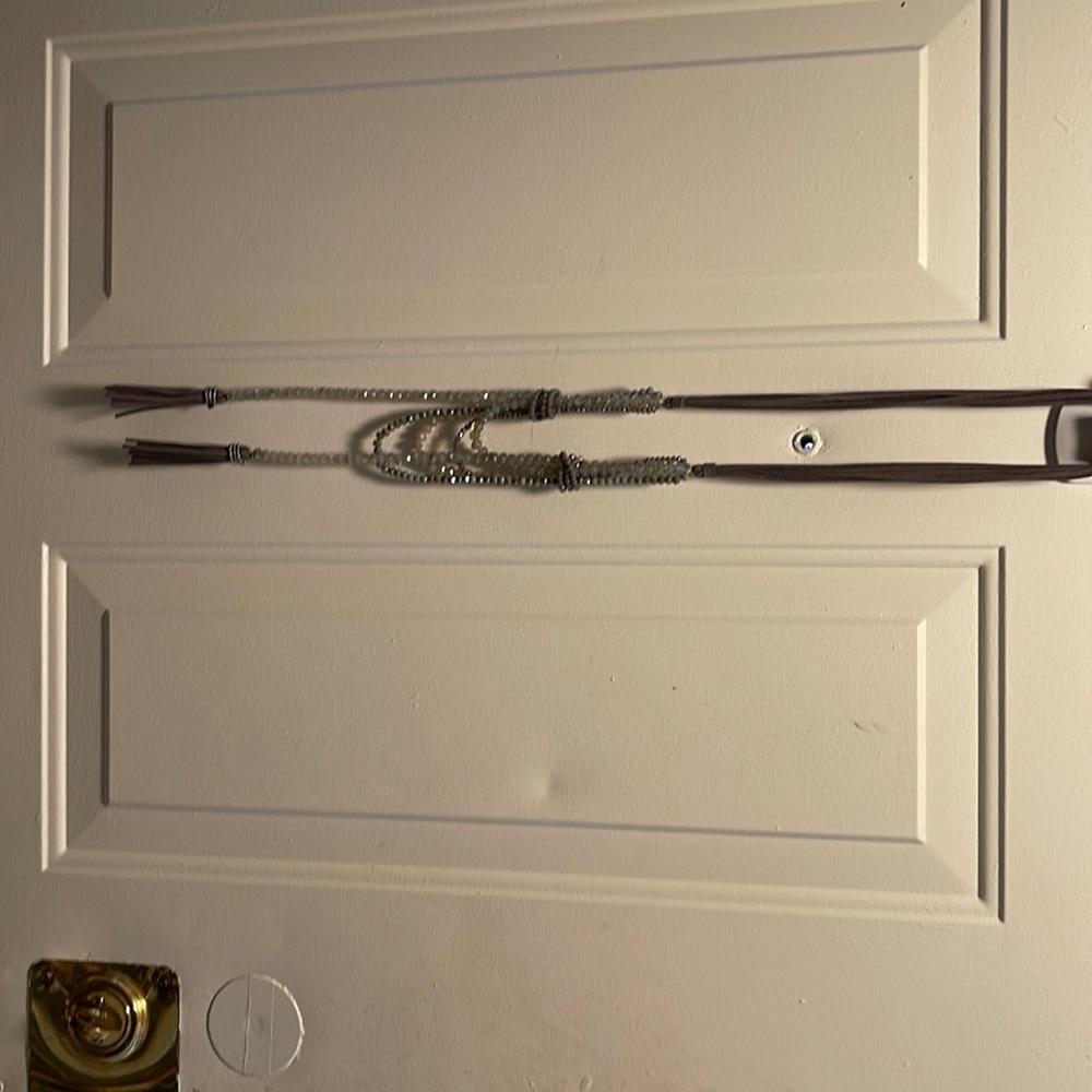 2 leather and crystal necklaces